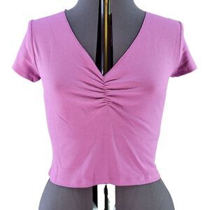 Wild Fable Pink Cinch Front Thermal Baby T-Shirt Sz L